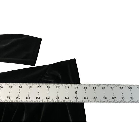 Jon Den XL Women's Black Velvet Top Side Ruching V-Neck Made in USA - Picture 4 of 11